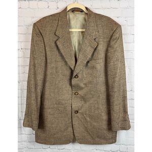 NINO CERRUTI beige black check houndstooth 100% silk mens jacket blazer 42R